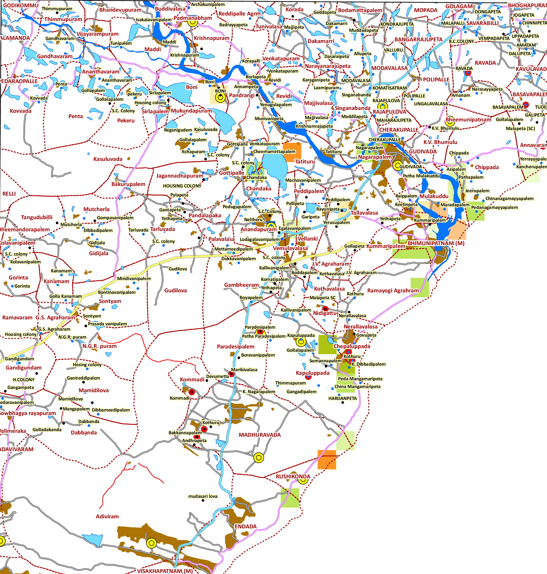 Storm surge inundation map for cyclone with wind speed 